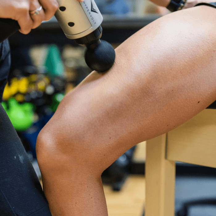 Patient undergoing Hypervolt Massage treatment at Launch Physical Therapy in Phoenix az